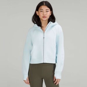 6. Lululemon full zip scuba jacket hoodie: Light Blue W/ Hood